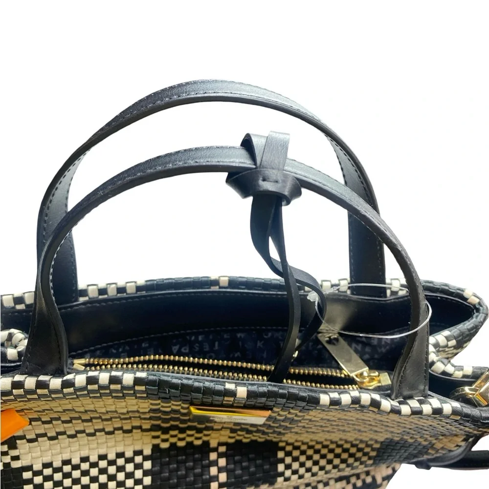 Kate Spade Porscha Barton Drive  Black and Cream Woven Tote